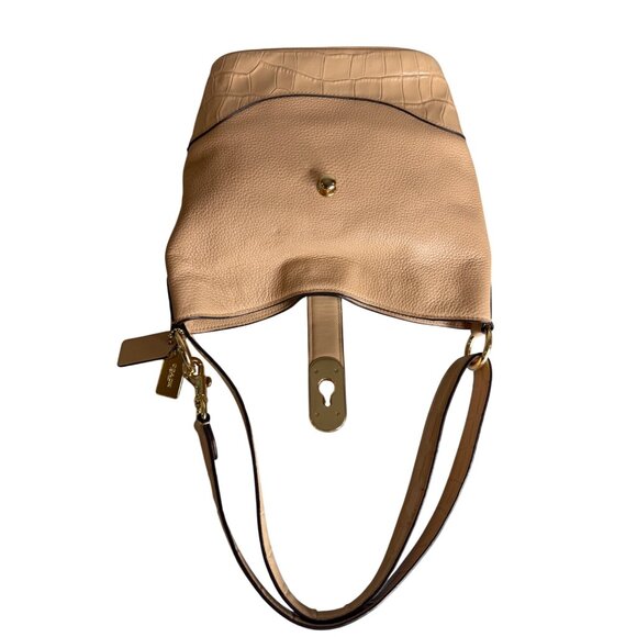 Coach Amber Duffle Pebble Leather Embossed Crocodile Shoulder Bag Beige F2808 - Picture 9 of 9